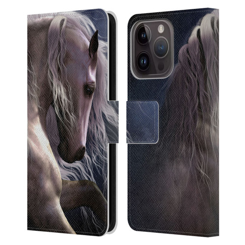 Laurie Prindle Western Stallion Night Silver Ghost II Leather Book Wallet Case Cover For Apple iPhone 15 Pro