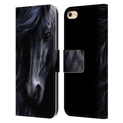 Laurie Prindle Western Stallion The Black Leather Book Wallet Case Cover For Apple iPhone 6 / iPhone 6s