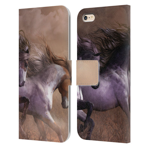 Laurie Prindle Western Stallion Run To Freedom Leather Book Wallet Case Cover For Apple iPhone 6 Plus / iPhone 6s Plus