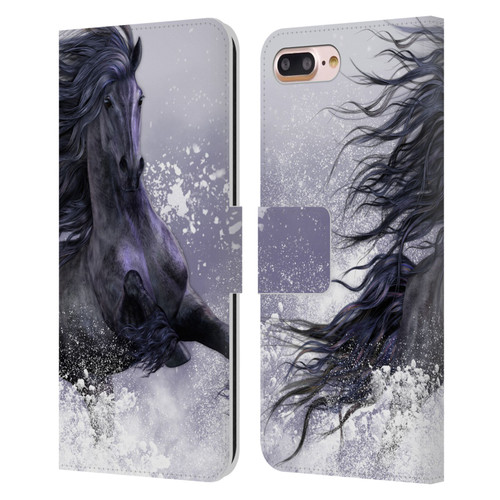 Laurie Prindle Western Stallion Winter Thunder Leather Book Wallet Case Cover For Apple iPhone 7 Plus / iPhone 8 Plus