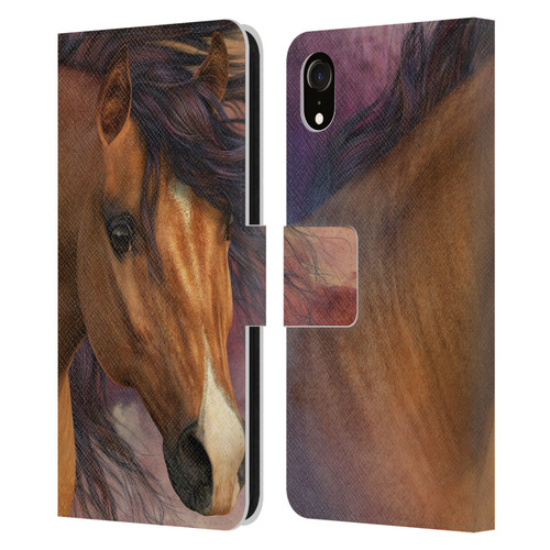 Laurie Prindle Western Stallion Flash Leather Book Wallet Case Cover For Apple iPhone XR