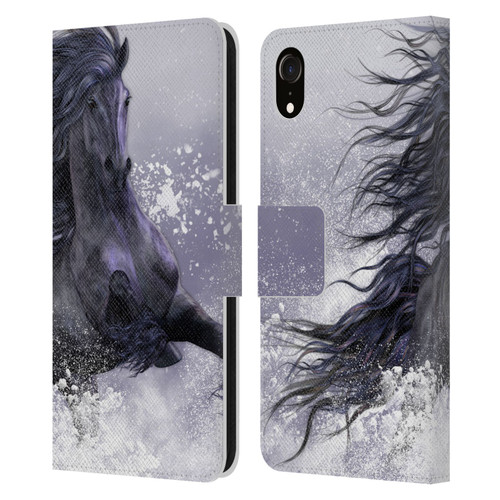 Laurie Prindle Western Stallion Winter Thunder Leather Book Wallet Case Cover For Apple iPhone XR