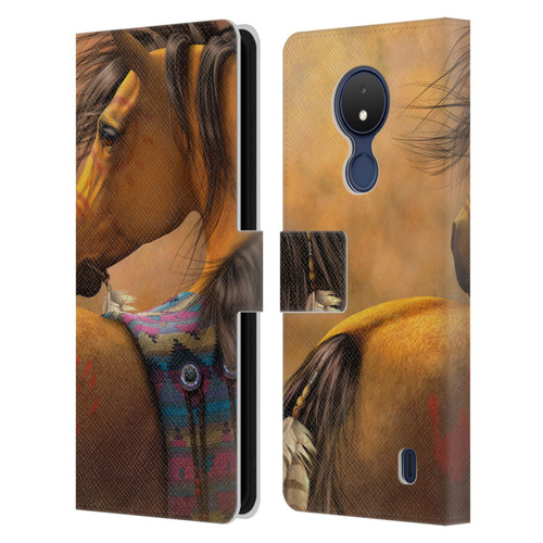 Laurie Prindle Western Stallion Kiowa Gold Leather Book Wallet Case Cover For Nokia C21