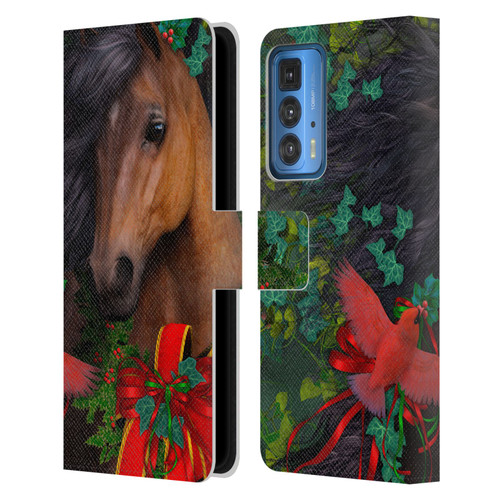 Laurie Prindle Western Stallion A Morgan Christmas Leather Book Wallet Case Cover For Motorola Edge 20 Pro