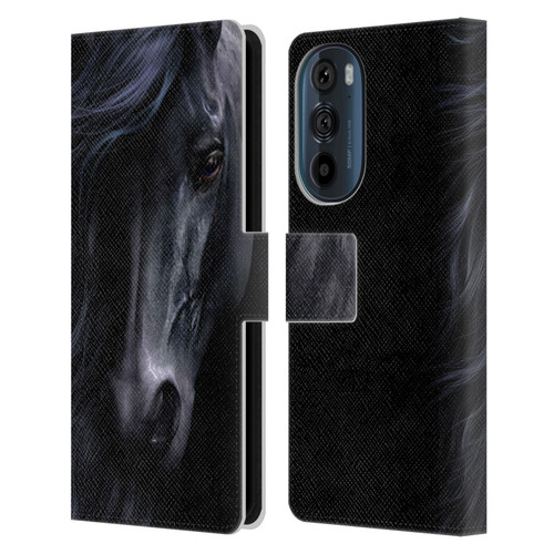 Laurie Prindle Western Stallion The Black Leather Book Wallet Case Cover For Motorola Edge 30