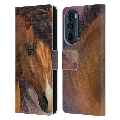 Laurie Prindle Western Stallion Flash Leather Book Wallet Case Cover For Motorola Edge 30