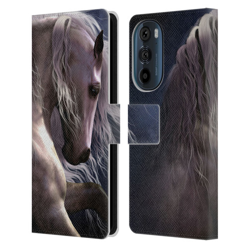 Laurie Prindle Western Stallion Night Silver Ghost II Leather Book Wallet Case Cover For Motorola Edge 30