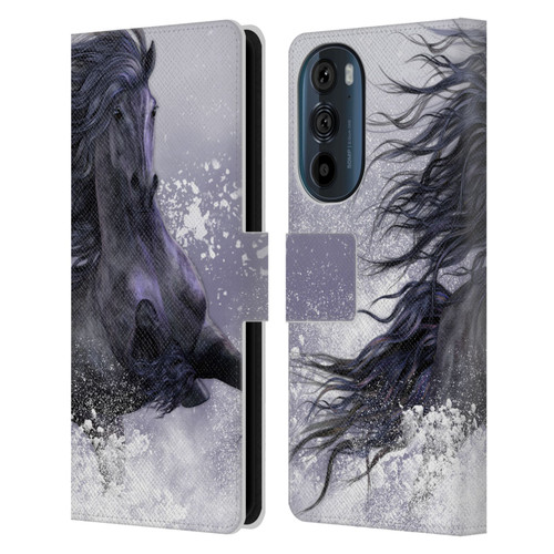 Laurie Prindle Western Stallion Winter Thunder Leather Book Wallet Case Cover For Motorola Edge 30