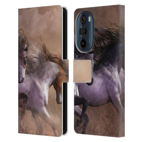 Laurie Prindle Western Stallion Run To Freedom Leather Book Wallet Case Cover For Motorola Edge 30