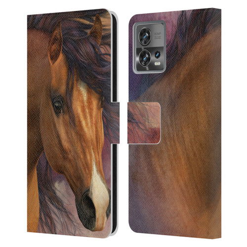 Laurie Prindle Western Stallion Flash Leather Book Wallet Case Cover For Motorola Moto Edge 30 Fusion