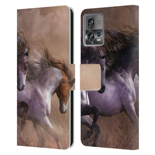 Laurie Prindle Western Stallion Run To Freedom Leather Book Wallet Case Cover For Motorola Moto Edge 30 Fusion
