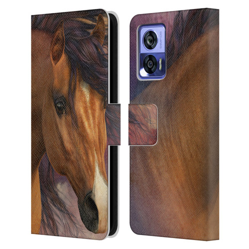 Laurie Prindle Western Stallion Flash Leather Book Wallet Case Cover For Motorola Edge 30 Neo 5G