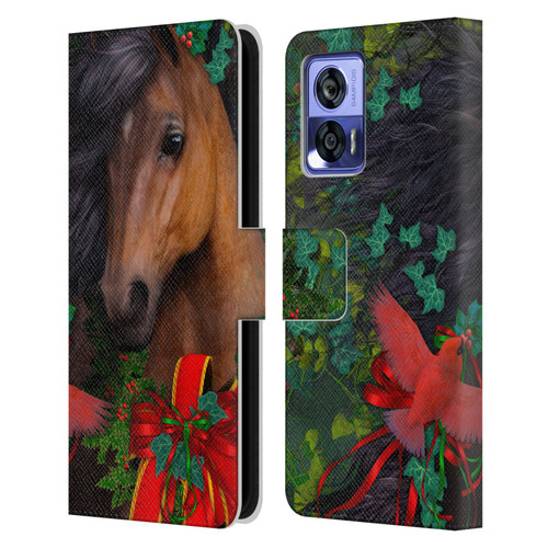 Laurie Prindle Western Stallion A Morgan Christmas Leather Book Wallet Case Cover For Motorola Edge 30 Neo 5G