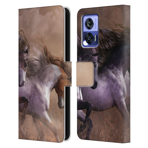 Laurie Prindle Western Stallion Run To Freedom Leather Book Wallet Case Cover For Motorola Edge 30 Neo 5G