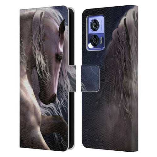 Laurie Prindle Western Stallion Night Silver Ghost II Leather Book Wallet Case Cover For Motorola Edge 30 Neo 5G