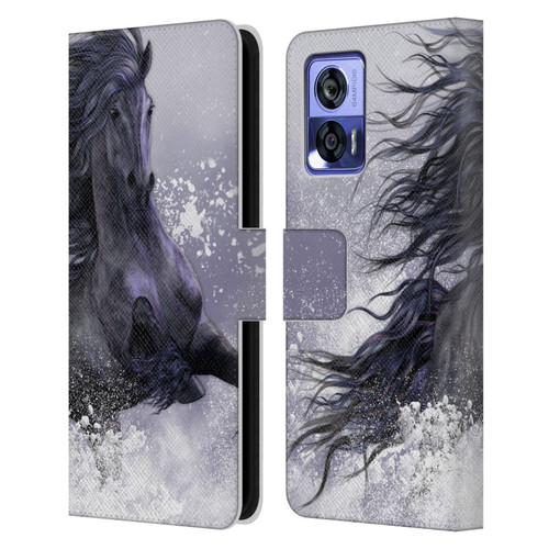 Laurie Prindle Western Stallion Winter Thunder Leather Book Wallet Case Cover For Motorola Edge 30 Neo 5G
