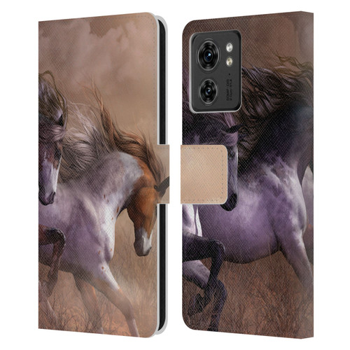 Laurie Prindle Western Stallion Run To Freedom Leather Book Wallet Case Cover For Motorola Moto Edge 40
