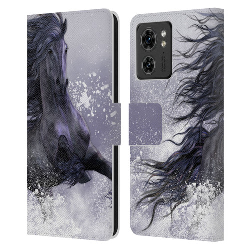 Laurie Prindle Western Stallion Winter Thunder Leather Book Wallet Case Cover For Motorola Moto Edge 40