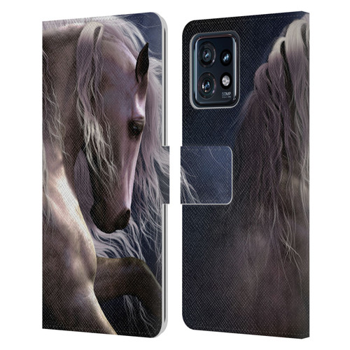 Laurie Prindle Western Stallion Night Silver Ghost II Leather Book Wallet Case Cover For Motorola Moto Edge 40 Pro