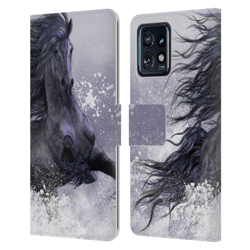 Laurie Prindle Western Stallion Winter Thunder Leather Book Wallet Case Cover For Motorola Moto Edge 40 Pro
