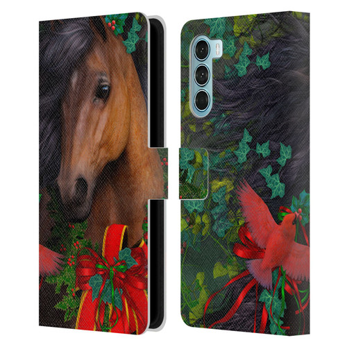 Laurie Prindle Western Stallion A Morgan Christmas Leather Book Wallet Case Cover For Motorola Edge S30 / Moto G200 5G