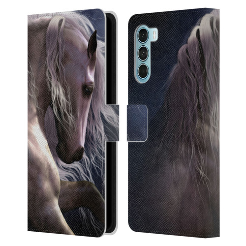 Laurie Prindle Western Stallion Night Silver Ghost II Leather Book Wallet Case Cover For Motorola Edge S30 / Moto G200 5G