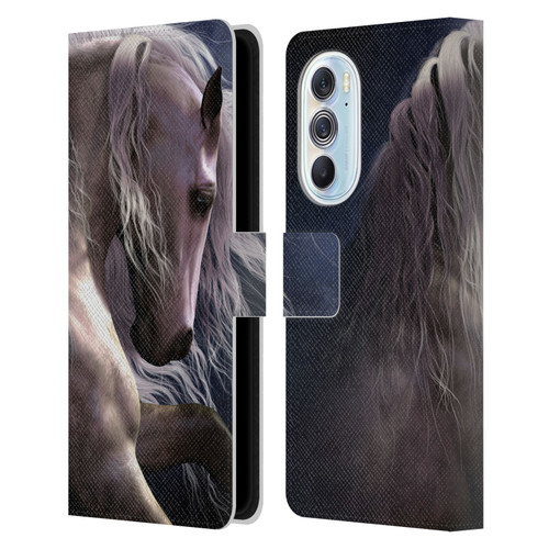 Laurie Prindle Western Stallion Night Silver Ghost II Leather Book Wallet Case Cover For Motorola Edge X30