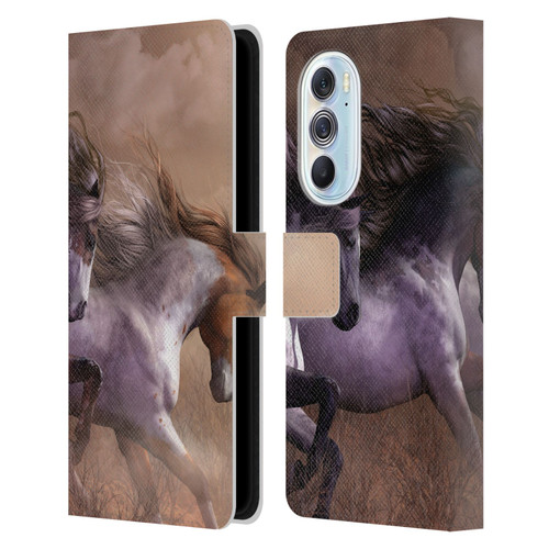 Laurie Prindle Western Stallion Run To Freedom Leather Book Wallet Case Cover For Motorola Edge X30