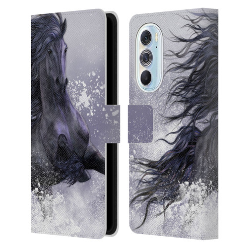 Laurie Prindle Western Stallion Winter Thunder Leather Book Wallet Case Cover For Motorola Edge X30