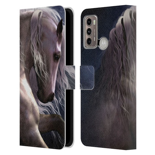 Laurie Prindle Western Stallion Night Silver Ghost II Leather Book Wallet Case Cover For Motorola Moto G60 / Moto G40 Fusion