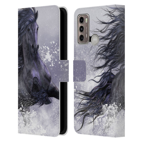 Laurie Prindle Western Stallion Winter Thunder Leather Book Wallet Case Cover For Motorola Moto G60 / Moto G40 Fusion