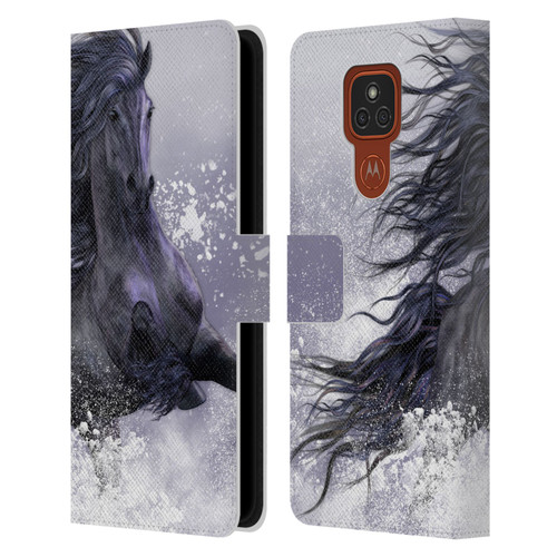 Laurie Prindle Western Stallion Winter Thunder Leather Book Wallet Case Cover For Motorola Moto E7 Plus