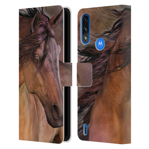 Laurie Prindle Western Stallion Belleze Fiero Leather Book Wallet Case Cover For Motorola Moto E7 Power / Moto E7i Power
