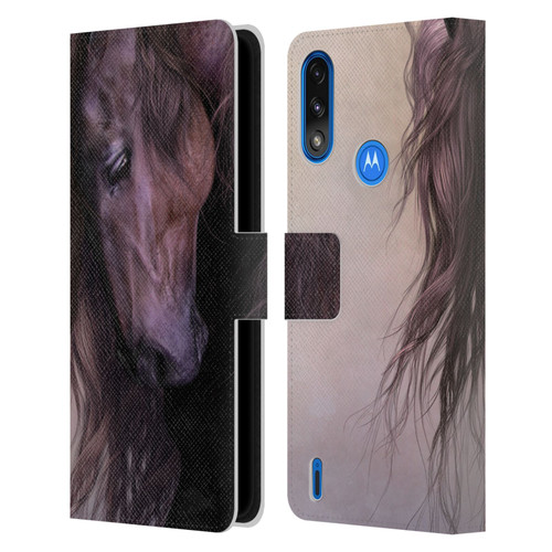 Laurie Prindle Western Stallion Equus Leather Book Wallet Case Cover For Motorola Moto E7 Power / Moto E7i Power