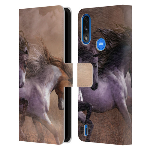 Laurie Prindle Western Stallion Run To Freedom Leather Book Wallet Case Cover For Motorola Moto E7 Power / Moto E7i Power