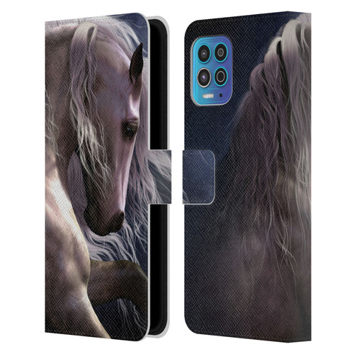 Laurie Prindle Western Stallion Night Silver Ghost II Leather Book Wallet Case Cover For Motorola Moto G100