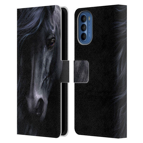 Laurie Prindle Western Stallion The Black Leather Book Wallet Case Cover For Motorola Moto G41