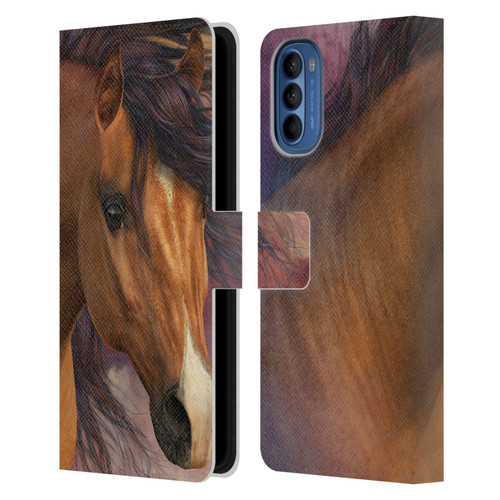 Laurie Prindle Western Stallion Flash Leather Book Wallet Case Cover For Motorola Moto G41