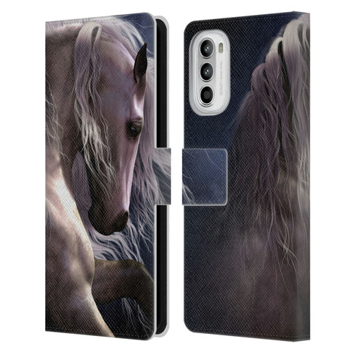 Laurie Prindle Western Stallion Night Silver Ghost II Leather Book Wallet Case Cover For Motorola Moto G52