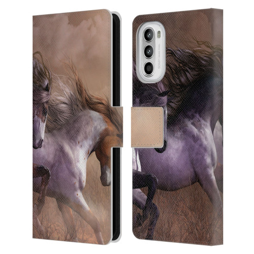Laurie Prindle Western Stallion Run To Freedom Leather Book Wallet Case Cover For Motorola Moto G52