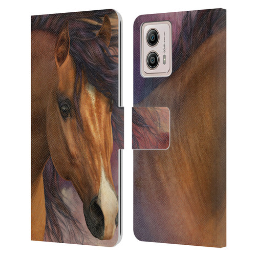 Laurie Prindle Western Stallion Flash Leather Book Wallet Case Cover For Motorola Moto G53 5G