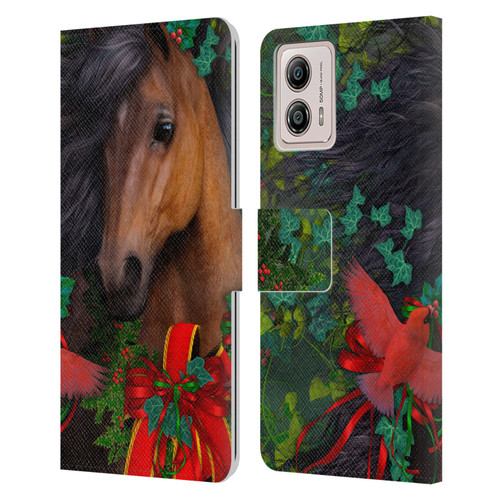 Laurie Prindle Western Stallion A Morgan Christmas Leather Book Wallet Case Cover For Motorola Moto G53 5G