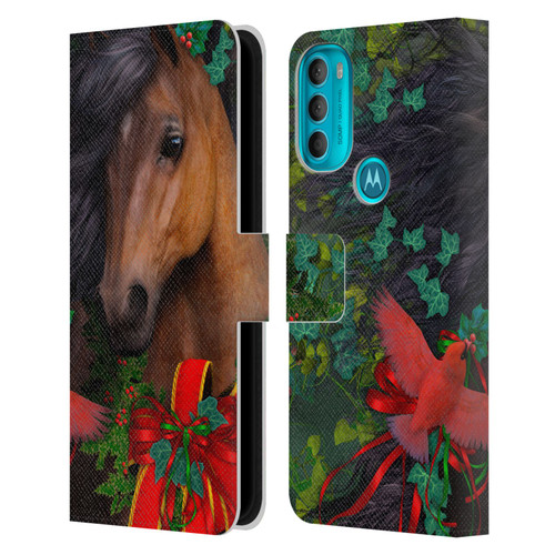 Laurie Prindle Western Stallion A Morgan Christmas Leather Book Wallet Case Cover For Motorola Moto G71 5G