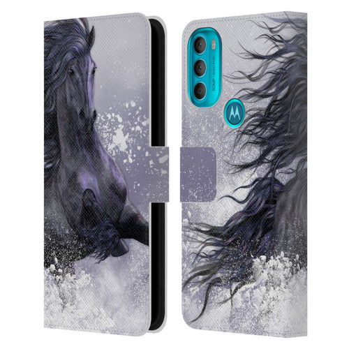 Laurie Prindle Western Stallion Winter Thunder Leather Book Wallet Case Cover For Motorola Moto G71 5G