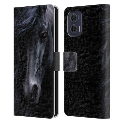 Laurie Prindle Western Stallion The Black Leather Book Wallet Case Cover For Motorola Moto G73 5G