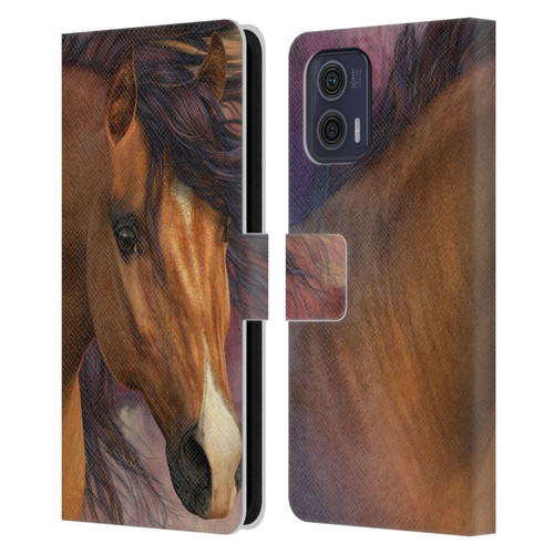 Laurie Prindle Western Stallion Flash Leather Book Wallet Case Cover For Motorola Moto G73 5G