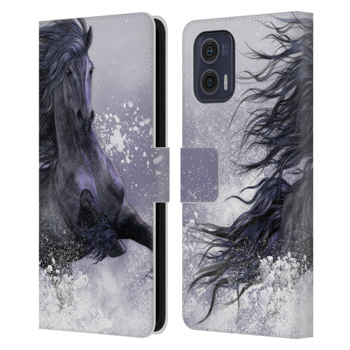 Laurie Prindle Western Stallion Winter Thunder Leather Book Wallet Case Cover For Motorola Moto G73 5G