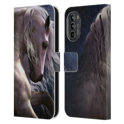 Laurie Prindle Western Stallion Night Silver Ghost II Leather Book Wallet Case Cover For Motorola Moto G82 5G