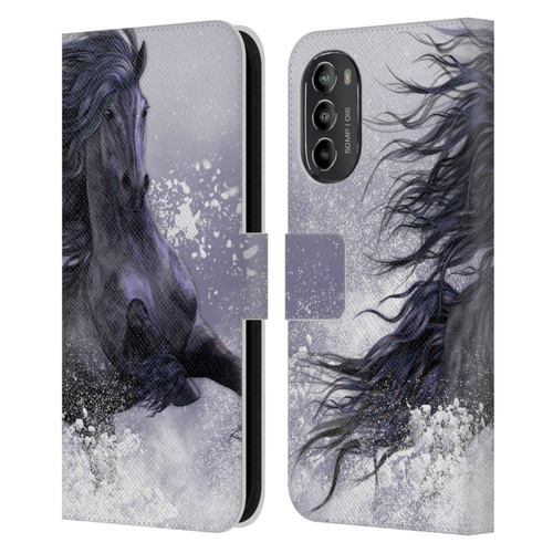 Laurie Prindle Western Stallion Winter Thunder Leather Book Wallet Case Cover For Motorola Moto G82 5G