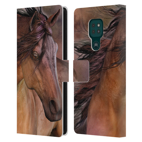 Laurie Prindle Western Stallion Belleze Fiero Leather Book Wallet Case Cover For Motorola Moto G9 Play